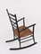 Mid-Century Scandinavian Black Wood Rocking Chair with Rope Seat, 1950s, Image 4