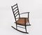 Mid-Century Scandinavian Black Wood Rocking Chair with Rope Seat, 1950s, Image 6
