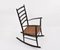 Rocking Chair Scandinave Mid-Century en Bois Noir avec Assise en Corde, 1950s 6