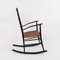Mid-Century Scandinavian Black Wood Rocking Chair with Rope Seat, 1950s, Image 9