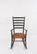 Rocking Chair Scandinave Mid-Century en Bois Noir avec Assise en Corde, 1950s 7