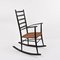 Mid-Century Scandinavian Black Wood Rocking Chair with Rope Seat, 1950s, Image 5