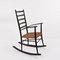 Rocking Chair Scandinave Mid-Century en Bois Noir avec Assise en Corde, 1950s 5