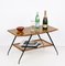 Mid-Century Italian Wood and Metal Coffee Table with Brass Magazine Rack, 1950s, Image 13