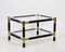 Mid-Century Italian Wood and Brass Side Table with 2 Crystal Shelves, 1970s 9