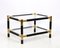 Mid-Century Italian Wood and Brass Side Table with 2 Crystal Shelves, 1970s 7