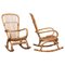 Rocking Chairs Mid-Century en Rotin et Bambou, Italie, 1960s, Set de 2 1