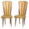 Beige Vinyl & Beech Upholstered Dining Chairs from N.F. Ameublement, 1950s, Set of 2 1