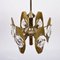 Lámpara de araña italiana Mid-Century de vidrio y latón dorado de Gaetano Sciolari, años 60, Imagen 10