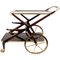 Mid-Century Modern Wood and Brass Italian Bar Cart by Cesare Lacca, Italy, 1950s, Image 1