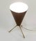 Mid-Century Brown & Brass Lacquered Metal Conical Table Lamp, Italy, 1950s 2