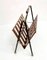 Mid-Century Italian Enameled Metal, Teak and Brass Magazine Rack, 1950s 4