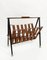 Mid-Century Italian Enameled Metal, Teak and Brass Magazine Rack, 1950s 10