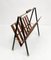 Mid-Century Italian Enameled Metal, Teak and Brass Magazine Rack, 1950s 5