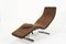 Mid-Century Brown Fabric and Chrome Steel Chaise Longue, 1980s, Image 3