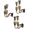Mid-Century Italian Brass & Enameled Metal Sconces in the Style of Gio Ponti, 1950s, Set of 3 1