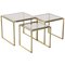 Mid-Century Italian Modern Chrome and Brass Smoked Glass Nesting Tables, 1970s, Set of 3 1