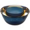 Italian Sommerso Amber Blue Murano Glass Ashtray or Bowl by Flavio Poli, 1960 1