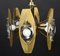 Mid-Century Italian Glass & Gilded Brass Chandelier by Oscar Torlasco, 1960s 10