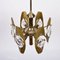 Mid-Century Italian Glass & Gilded Brass Chandelier by Oscar Torlasco, 1960s, Image 6