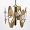 Mid-Century Italian Glass & Gilded Brass Chandelier by Oscar Torlasco, 1960s, Image 3