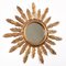 Miroir Mural Sunburst Mid-Century en Bois Doré, France, 1950s 3