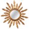 Mid-Century French Modern Gilded Wood Sunburst Wall Mirror, 1950s, Image 1