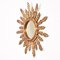 Mid-Century French Modern Gilded Wood Sunburst Wall Mirror, 1950s, Image 6