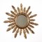 Mid-Century French Modern Gilded Wood Sunburst Wall Mirror, 1950s, Image 2