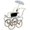 Mid-Century Italian Steel & White Fabric Baby Pram Stroller from Giordani, 1950s 1