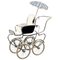 Mid-Century Italian Steel & White Fabric Baby Pram Stroller from Giordani, 1950s, Image 1