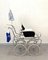 Mid-Century Italian Steel & White Fabric Baby Pram Stroller from Giordani, 1950s 9