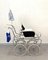 Mid-Century Italian Steel & White Fabric Baby Pram Stroller from Giordani, 1950s, Image 9