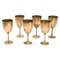 Mid-Century Italian Regency Solid Brass Chalices, 1980s, Set of 6 1