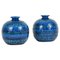Terracotta Ceramic Rimini Blue Vases by Aldo Londi for Bitossi, Italy, 1960s, Set of 2 1