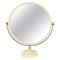 Mid-Century Italian Round Metal and White Plastic Table Mirror, Italy, 1980s, Image 1