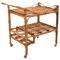 French Riviera Rectangular Bamboo and Rattan Trolley Bar Cart, France, 1960s 1
