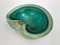 Mid-Century Italian Green and Gold Sommerso Bullicante Murano Glass Bowl, 1960, Image 5