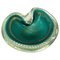 Mid-Century Italian Green and Gold Sommerso Bullicante Murano Glass Bowl, 1960, Image 1