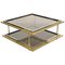 Table Basse Mid-Century en Laiton, Chrome et Verre, Italie 1