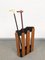 Mid-Century Italian Wood and Black Painted Metal Umbrella Stand, 1970s 2