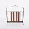 Mid-Century Italian Enameled Metal, Wood and Brass Magazine Rack, 1950s 2