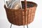 Mid-Century Italian Wicker Basket Magazine Rack with Enameled Iron Base, 1950s, Image 9