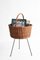 Mid-Century Italian Wicker Basket Magazine Rack with Enameled Iron Base, 1950s, Image 10