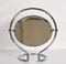 Mid-Century Italian Round Double Sided Chromed Steel Dressing Mirror, 1970s 10
