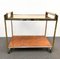 Modern Italian Brass and Briar Trolley with Service Tray, 1980s, Image 6