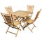 Table Pliante et Quatre Chaises Mid-Century en Bambou et Rotin, Italie, 1960s, Set de 5 1