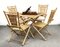 Mid-Century Italian Bamboo and Rattan Foldable Table and Four Chairs, 1960s, Set of 5, Image 5