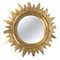 Mid-Century Italian Gilded Plastic Round Sunburst Wall Mirror, 1970s 1