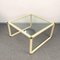 Italian Brass and Cream Enameled Metal Square Coffee Table by Tommaso Barbi, 1970s 3